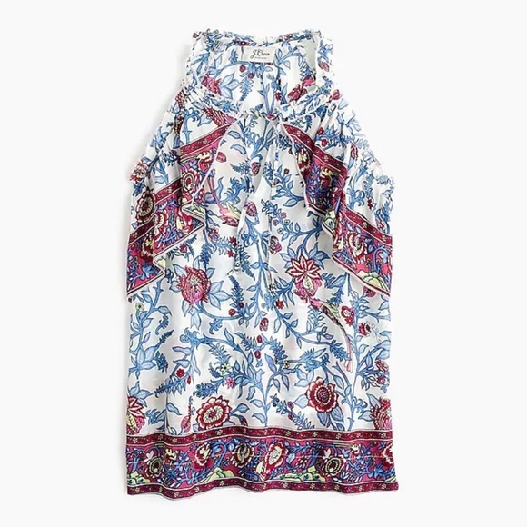 🔴”Point Sur” Ruffle Block Print Top - Picture 2 of 10